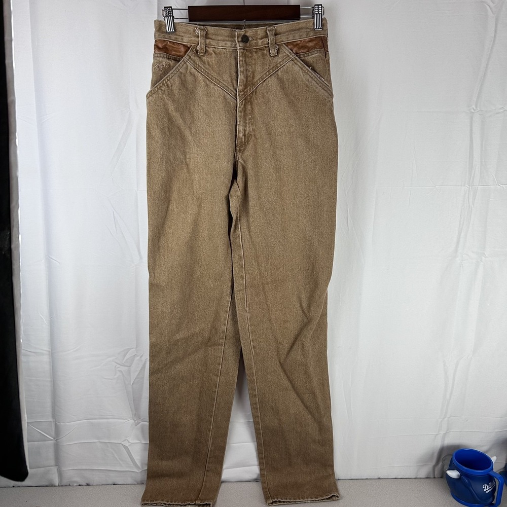 Vintage Roper Jeans Mens‎ 27x36 Brown Western Leather Trim High Rise Cowboy 90s